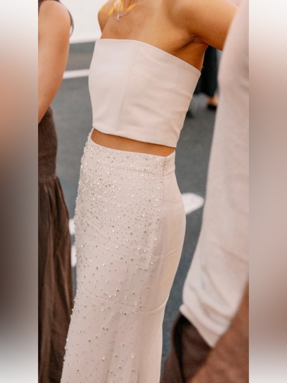 TWP Custom Bridal Rehearsal 2-Piece Matching Set Crystal Beaded Skirt Top Size 2 - Picture 10 of 12